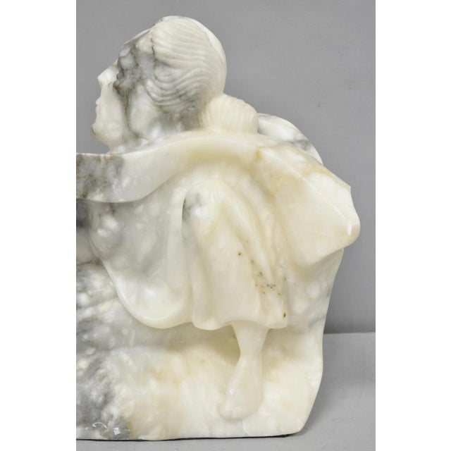 Vintage Seymour Shuren Modern Carved Alabaster Native American Figure Sculpture For Sale - Image 9 of 17
