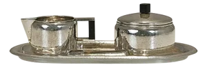 Art Deco Sugar and Cream Set in Silver, Germany, 1930s, Set of 3