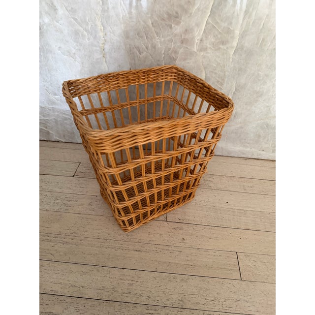 Rattan Wastebasket For Sale - Image 4 of 6