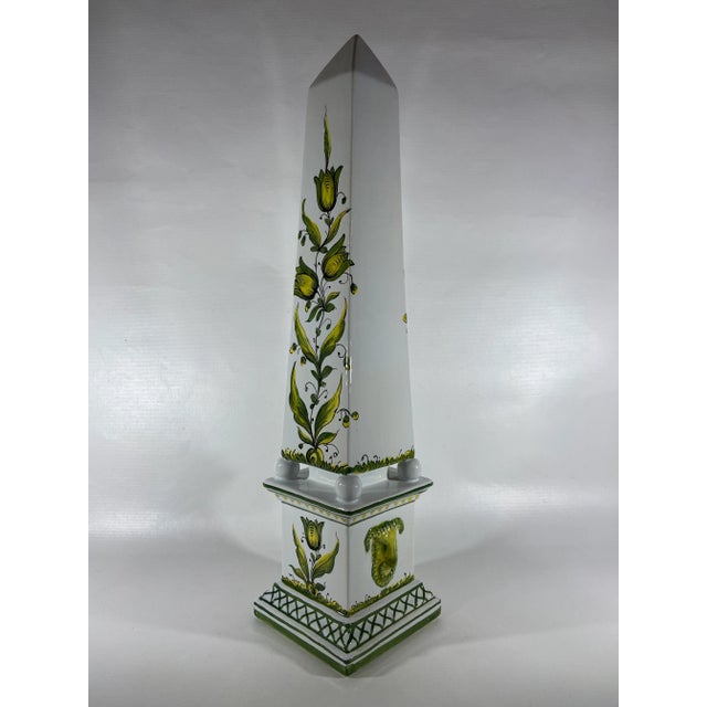 Traditional Vintage Italian Ceramic Painted Obelisk For Sale - Image 3 of 7
