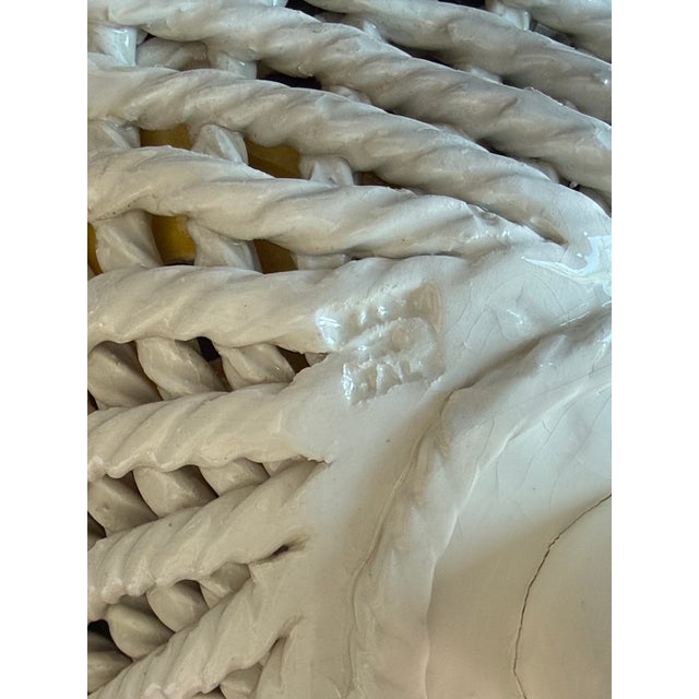 Yellow Italian Trompe l'Oeil Ceramic Lemon Basket For Sale - Image 8 of 8