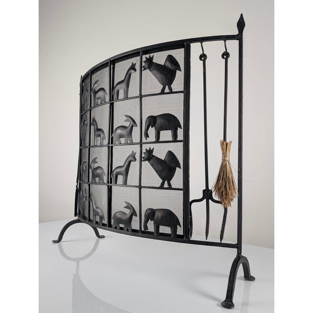 Wrought Iron Fire Screen from Atelier Marolles, France, 1950s For Sale - Image 11 of 13