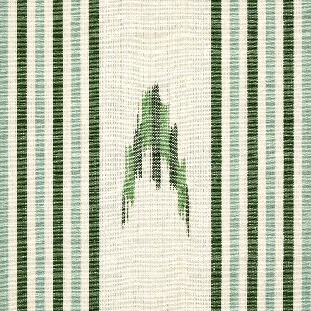 A true warp-printed and woven ikat, this unique medium-scale stripe is remarkable on its own but is also a wonderful...