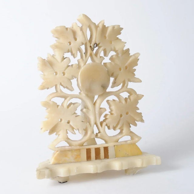 Antique Carved Alabaster Pocket Watch Stand For Sale - Image 4 of 10