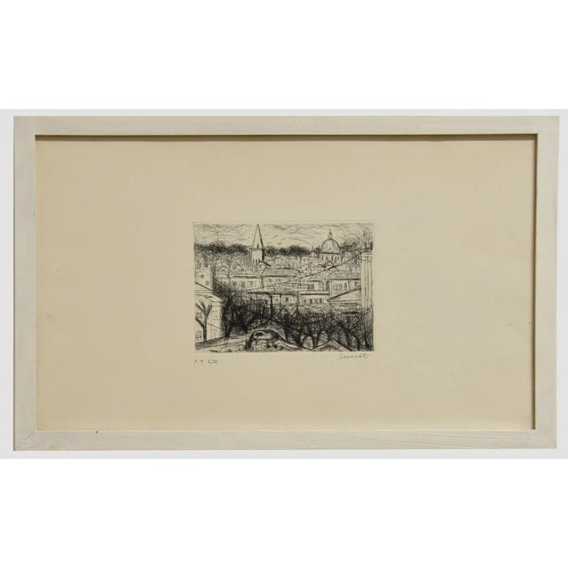 Image dimensions: 13 x 18 cm. City View is a black and white etching realized by Nazareno Gattamelata in the second half...
