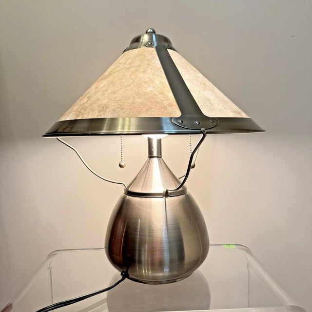 Vintage Brushed Nickel Dirk Van Erp Style Table Lamp For Sale In Orlando - Image 6 of 7