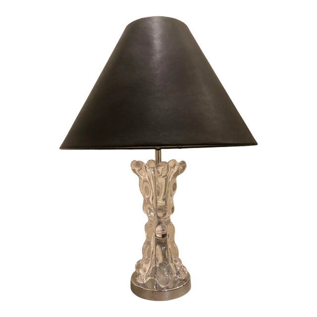 Early 20th Century Sculptural Lead Crystal Lamp For Sale