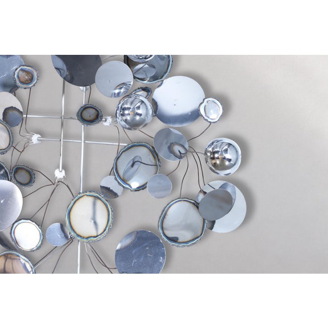 1970s Mid-Century “Raindrops” Chrome Wall Sculpture by Curtis Jere, Signed For Sale - Image 5 of 11