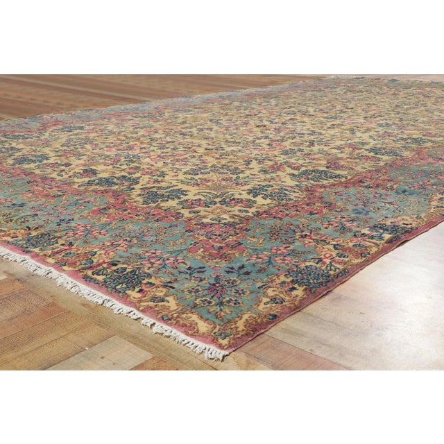 Textile Antique Persian Kerman Rug - 09'07 x 16'03 For Sale - Image 7 of 9