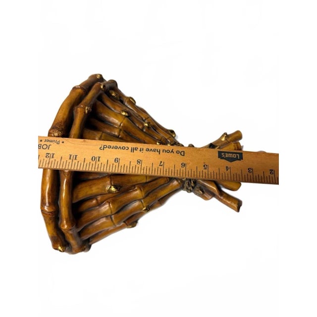 Brown Vintage Palm Beach Regency Faux Bamboo Wall Bracket Console Shelf For Sale - Image 8 of 9