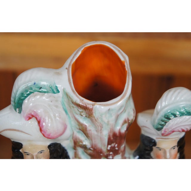 White Antique Staffordshire Robin Hood Little John Spaniel Hunt Spill Vase For Sale - Image 8 of 12