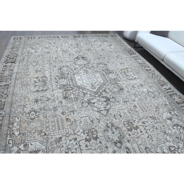 Textile 1970s Vintage Persian Handmade Wool Cotton Brown Area Rug For Sale - Image 7 of 11