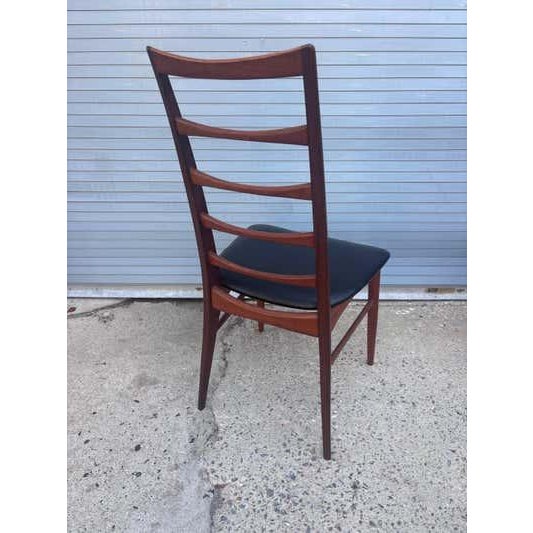 Mid-Century Modern Danish Tall Back Ladder Dining Chair, Teak and Upholstery, 1965 For Sale - Image 3 of 8