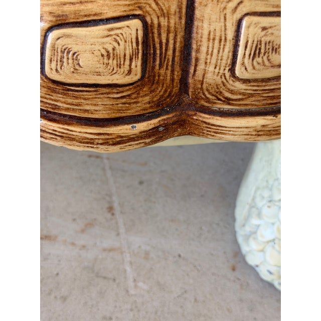 Plastic Vintage Hollywood Regency Cast Resin Turtle Garden Stool - Accent Table For Sale - Image 7 of 12