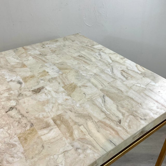 2020s Made Goods Moder Beige Crystal Stone Finished Benjamin Game Table For Sale - Image 5 of 6