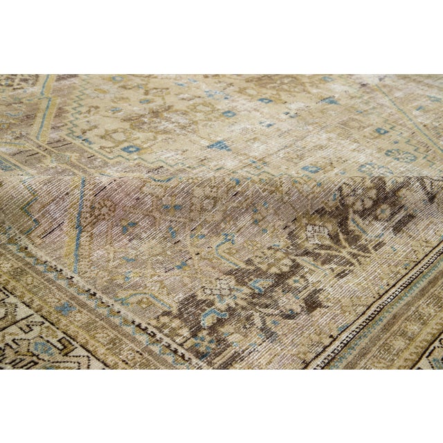 Beige Beige Antique Persian Malayer Wool Rug Tribal Motif From the 1900s For Sale - Image 8 of 9
