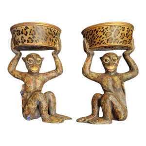 Vintage Rare Whimsical Monkey Leopard Wall Bracket Shelves- A Pair