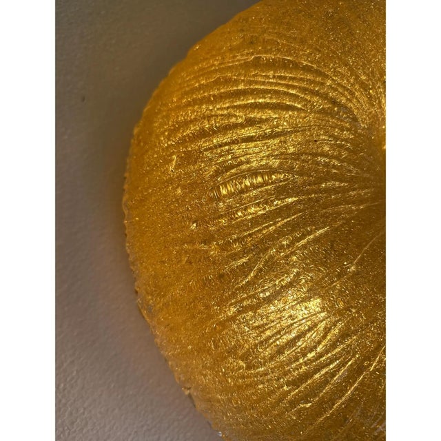 Glass Venetian Amber Graniglia Budino Murano Glass Flush Mount by Simoeng for Simoeng For Sale - Image 7 of 9