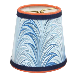 Blue Flame Pattern Marbled Paper Chandelier Shade - 4”x6”x6”