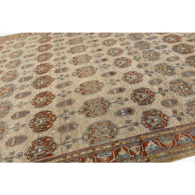 Unique Antique Serab Rug With Geometric All-Over Medallion Motif For Sale - Image 10 of 13