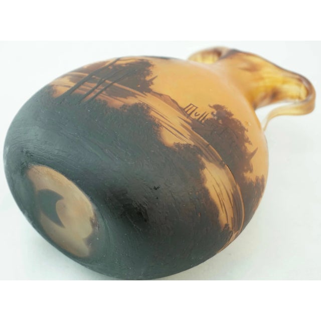 Brown Muller Freres Luneville Cameo Landscape Vase 1900 For Sale - Image 8 of 9