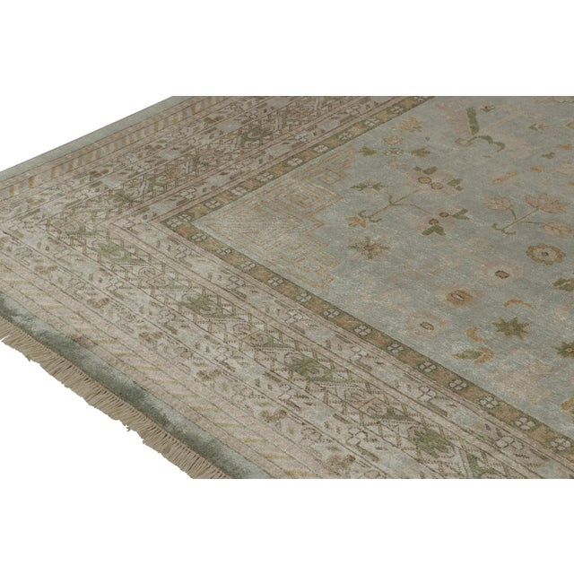 2010s Rug & Kilim’s Khotan Style Rug With Blue & Beige-Brown Geometric Pattern For Sale - Image 5 of 8