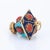 Modern Vintage Lantern Charm Enamel Coral 18k Yellow Gold Large Pendant Estate Jewellery For Sale - Image 3 of 4