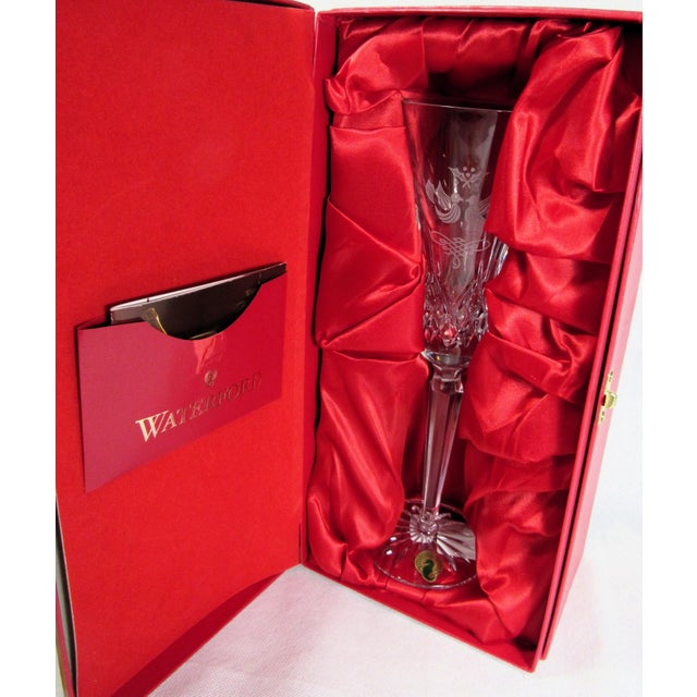 Late 20th Century Vintage #2 Waterford Crystal "12 Days of Christmas" Flute Glass "Two Turtle Doves" For Sale - Image 5 of 15