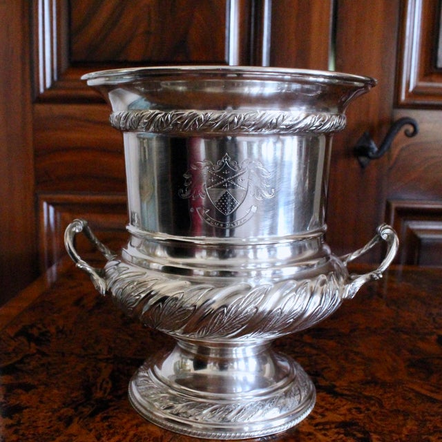 Mid 20th Century Pair English Silver Plate Campagna Urns- Champagne / Wine Coolers For Sale - Image 5 of 17