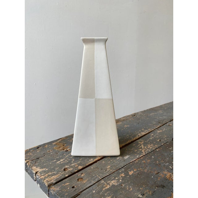 Vintage White and Tan Color Blocked Porcelain Vase Designed by Gary Dipasquale, Circa Early 2000s For Sale - Image 12 of 12