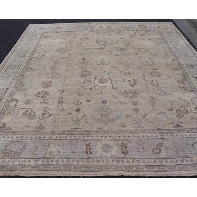 Taupe Large Angora Oushak Rug by Keivan Woven Arts 12'5 X 14'6 For Sale - Image 8 of 17