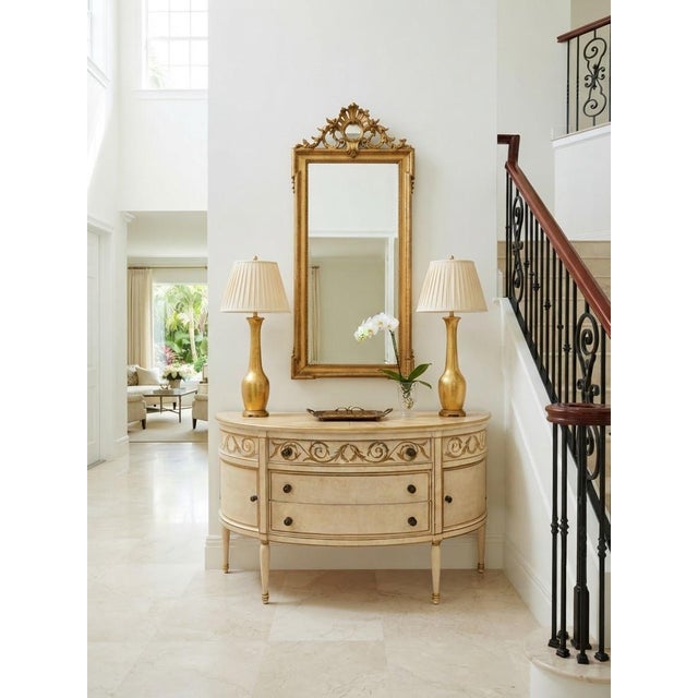 1990s Niermann Weeks Hand-Painted Neoclassical Sunburst Demilune Console Chest For Sale - Image 10 of 12