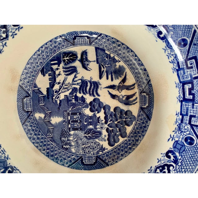 Mid 19th Century 19th Century Antique English Staffordshire Blue and White Serving Bowl For Sale - Image 5 of 5