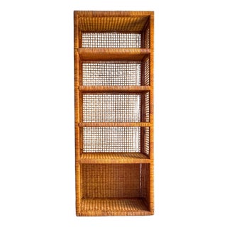 1960s Mid-Century 5-Tier Rattan & Cane Etagere For Sale
