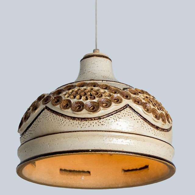 Danish Brown Beige Ceramic Pendant, 1970 For Sale - Image 10 of 14