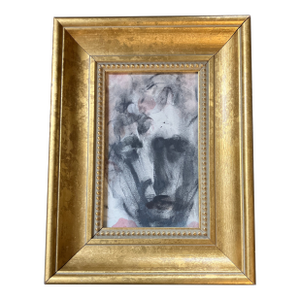 1970’s Original Abstract Portrait Painting Chunky Gold Frame