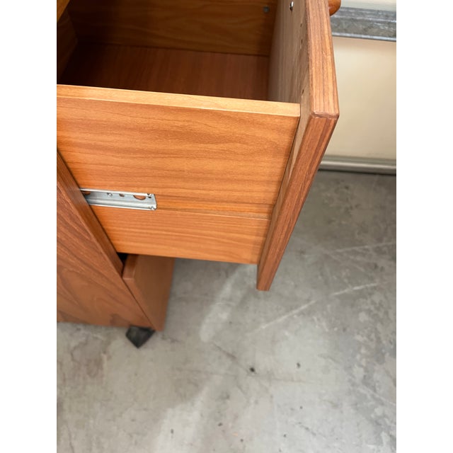 Wood Mid-Century Danish Modern Teak Rolling File Cabinet For Sale - Image 7 of 12