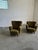 Pair of 1930-1940 lounges chairs. a highback and a lowback Highback size (hight 92cm width 80cm depth 92cm) lowback size...