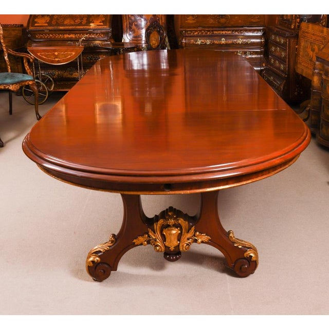 Antique Victorian Mahogany Twin Base Dining Table and Chairs, 1800s, Set of 13 For Sale - Image 3 of 14
