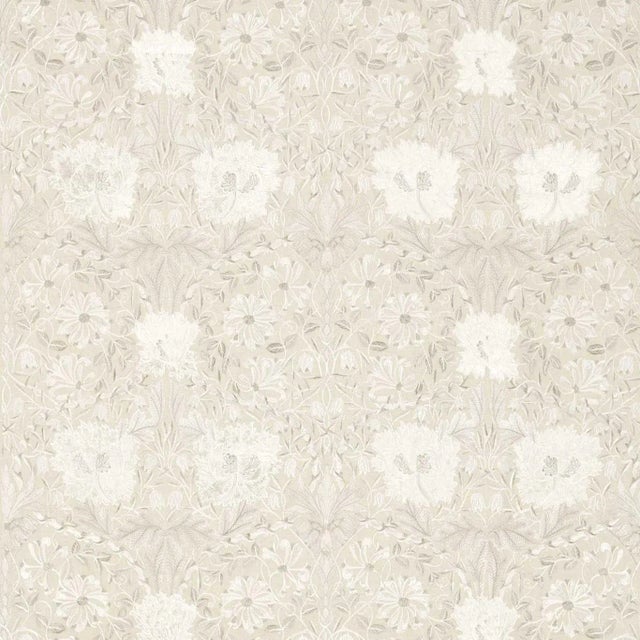 Morris & Co Pure Honeysuckle & Tulip Embroidery Fabric in Linen - a Sample For Sale