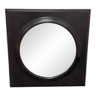 Ethan Allen Classical Roundel Square Wood Wall Mirror For Sale