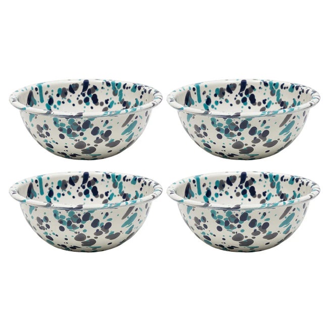Not Yet Made - Made To Order Crow Canyon Home Enamelware, Catalina 20 oz. Cereal Bowls in Blue Tides - Set of 4 For Sale - Image 5 of 5