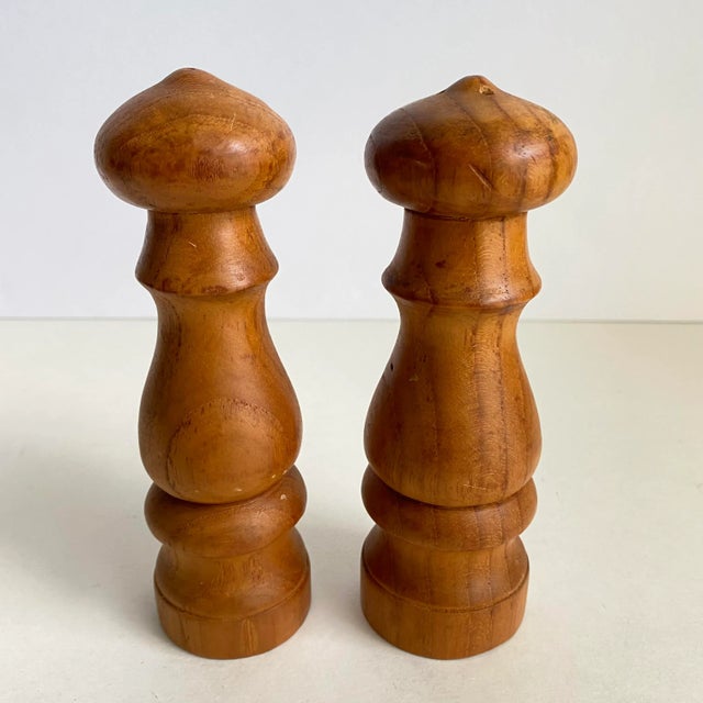 Wood Mid Century Danish Modern Teak Salt & Pepper Shakers a Pair For Sale - Image 7 of 7