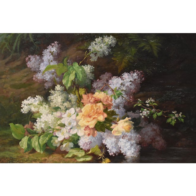 Still Life with Flower Vase, 1800s, Oil on Canvas For Sale - Image 3 of 11