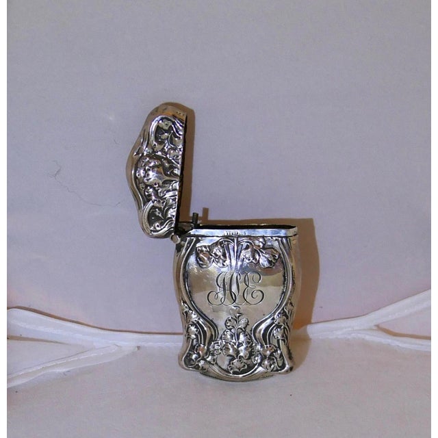 This vintage decorative early 1900’s sterling silver matchsafe is beautifully designed with a stunning Art Nouveau motif...