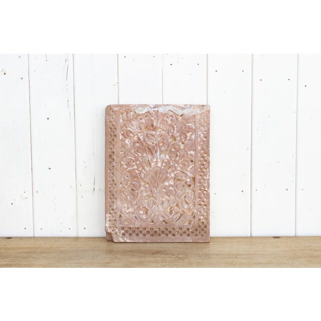 Brick Red 19th Century Carved Stone Panel For Sale - Image 8 of 8