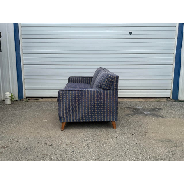 Wood Vintage Mid Century Modern Dunbar Style Low Profile Sofa on Splayed Wood Legs 73” For Sale - Image 7 of 12