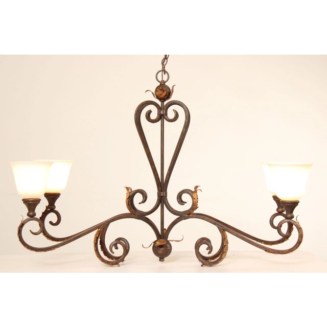 Tuscan Late 20th Century Tuscan Style Wrought Iron Four-Light Island Chandelier For Sale - Image 3 of 13