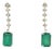 Natural Emerald Diamond Dangle Earrings 14k W Gold 3 TCW Certified For Sale
