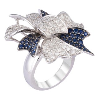 Diamond Sapphire Ring in 18k gold For Sale